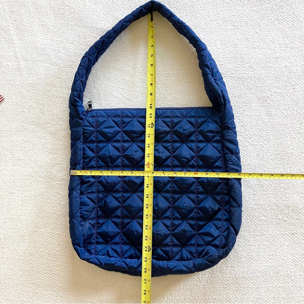 Quilted Puffer Navy Tote Bag - Picture 6 of 11
